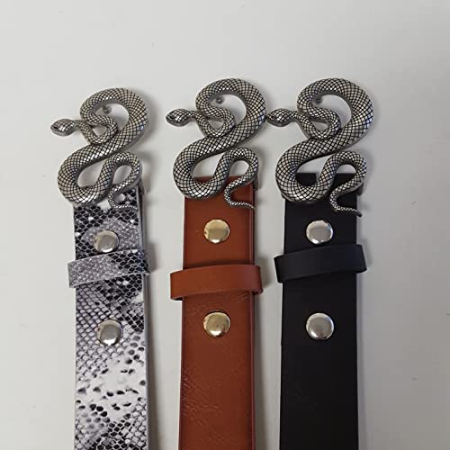 Generic Unisex-Adult Brown Snake Buckle Belt, 1.35" Width, Faux Leather, Animal Print, Golf Style3