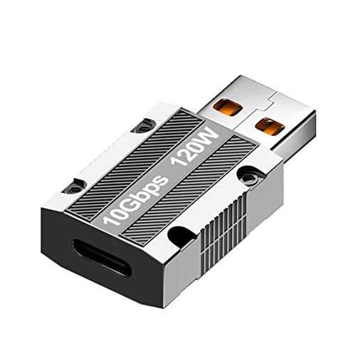 Humanitypd Adaptador de Tipo C a USB Convertidor de Carga Rápida de 120W Transferencia de Datos Rápida de 10Gbps Cabezal de Conversión Carga para Notebook