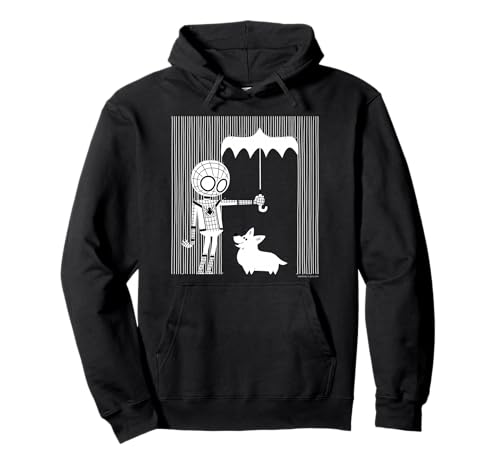  Marvel Spider-Man Far From Home Corgi In The Rain All White Pullover Hoodie