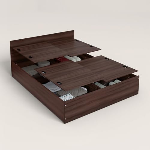 Image of Interio by Godrej EWA Engineered Wood Bed with Box Storage (King), 1-Year Warranty, Brown, Particle Board