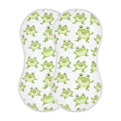Cute Cartoon Frog Baby Burp Cloths, Cotton Soft Absorbent Burp Cloth, Baby Bib Cloths Spit Up Rags for Newborn Boys Girls, 1 Pack, 22”x11”2