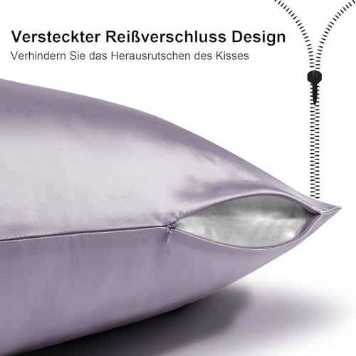 Ravmix Seidenkissenbezug 30x50 Maulbeerseide, für Haar & Haut, Flieder – Ansicht 6