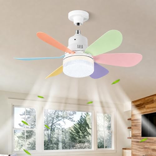Petit ventilateur de plafond E27 40W télécommande plafonnier LED 2000lm dimmable