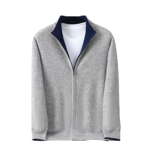 Cárdigan de punto de doble cara para hombre chaqueta de lana merina con cremallera