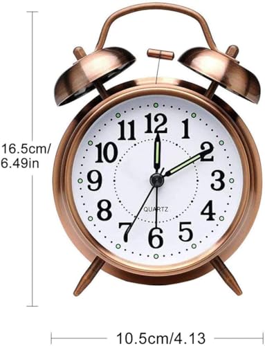 Image of Alarm Clock, Silent Non Ticking Small Clock, Battery Operated, Simple Design, Old Fashioned Style Ideal Decor, for Bedroom, Bedside, Desk, Adult, Kid, Gift (Tween Golden)
