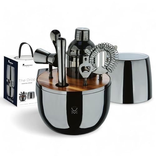 طقم كوكتيل ذا دروب مكون من 6 قطع من الفولاذ المقاوم للصدأ من ماستر برو، أنيق ومتين ومتعدد الاستخدامات، فكرة هدية مثالية لعيد الميلاد وعيد الفصح والزفاف، مرفق في صندوق هدايا