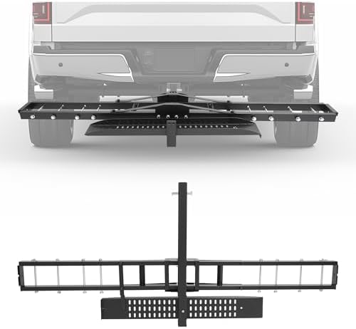 ECOTRIC 600LB Hitch Mount Motorcycle Carrier Transportation Racks Hitch Mount Rack Dirt Bike Hitch Truck Heavy Duty Steel Powder Coated Black w/Loading Ramp Tilt Stability Locking Device