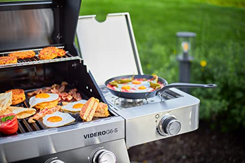 RÖSLE VIDERO, Hochwertige Grillplatte aus Gusseisen für Fleisch und kleine Grillstücke, Grillbranding, Platte beidseitig verwendbar, 45 x 24 cm, für alle VIDERO Modelle ab Modelljahr 2021