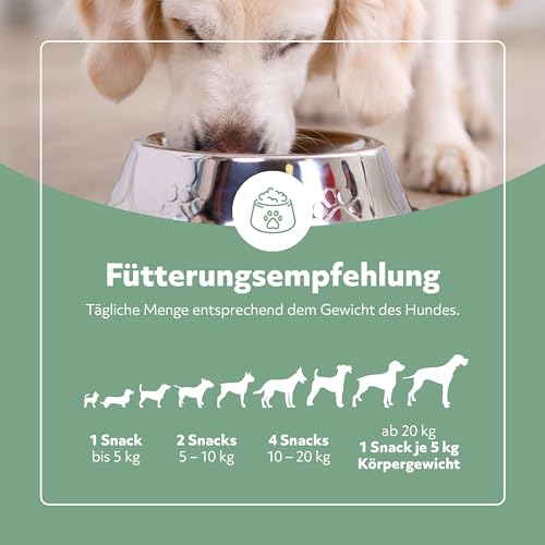 balumed® Snacks Haut+Fell hochkonzentriert mit Hyaluronsäure für Hund, Leckerli mit Präbiotika, Postbiotika, Bierhefe, Zink & Omega-3, Kamillenblüten, Vitamine B1 + E, Beta-Carotin, 325 g
