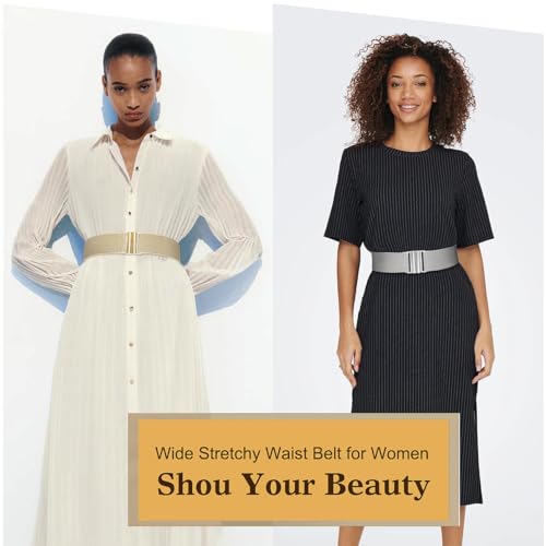 Glamorstar Women Wide Stretchy Belt Elastic Waist Belt for Ladies Dresses2