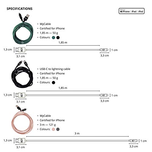 Cable iPhone negro de 1,85 m Design Letters ideal para usar el móvil desde el sofá 3