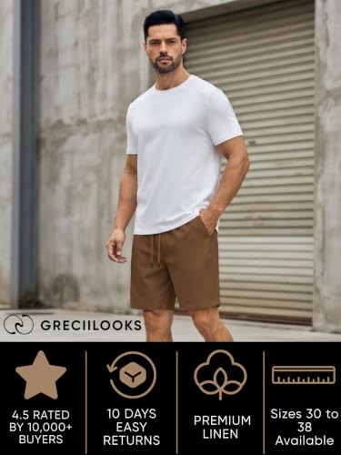 Image of GRECIILOOKS Linen Short For Men| Linen Shorts For Men Stylish |Men's Casual Summer Shorts - Lightweight Drawstring Lounge Short with Pockets, Breathable Relaxed Fit Athletic Sweat Short's