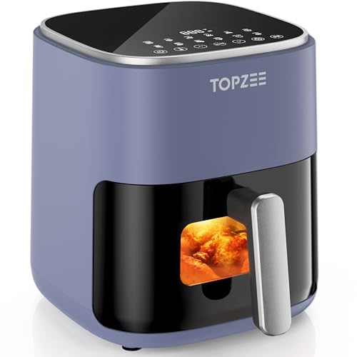 TOPZEE Air Fryer 12-in-1, Compact & Large 5.5-Qt Airfryer, 100-400℉ Precise Heat, 360°Hot Air Circulation, 95% Less Oil, Quick Easy Meals, Bake, Dry, Reheat, Frozen, Broil, Proof Dark Grey