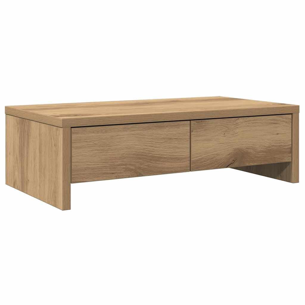 Vidaxl Oak Monitor Stand With Drawers Artisian 50X27x15 Cm Engineered Wood