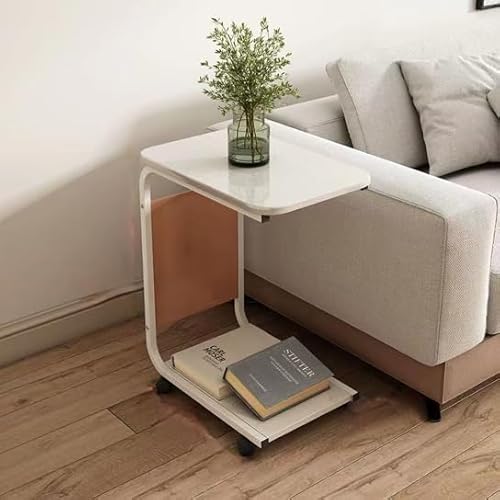 コの字テーブル サイドテーブル キャスター付き 軽量 木目調 ビンテージ かんたん組立 寝室 リビング ソファ用 ベッドサイドテーブル ソファテーブル 可移動ナイトテーブル おしゃれ 一人暮らし 省スペース 多機能 幅28×奥行45×高さ65cm