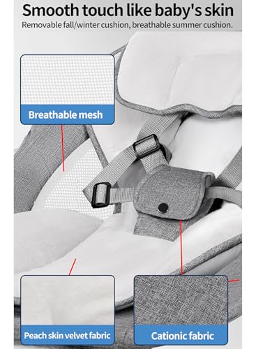 Electric Baby Rocker for Infants, Baby Swing with 5 Speeds, 8 Lullabies, Adapter & Battery Operated, Remote Control (grey)