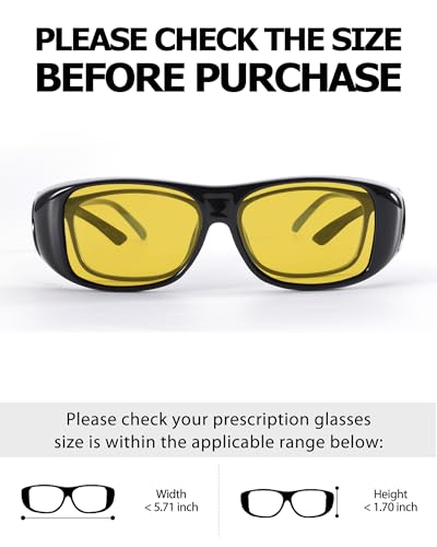TJUTR Night Vision Driving Glasses for Women Men, Fit Over Wrap Around Eyewear Glasses, Yellow Lens Anti-glare TN8143 - Image 6