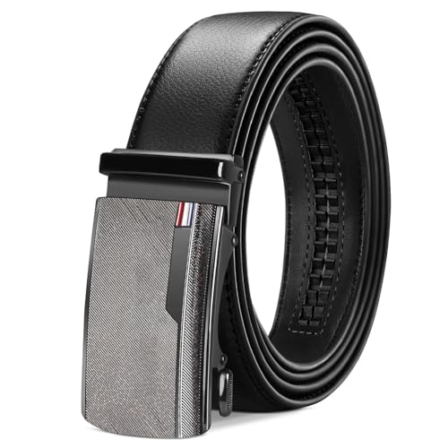TANGCHAO Gürtel Herren,Ledergürtel Ratsche Automatikschließe für Herren Business Anzug Jeans, 35mm Gürtel,Größe Einstellbar