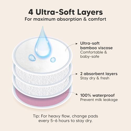 organic nursing pads - 14 washable viscose derived from bamboo breastfeeding pads wash bag reusable breast pads for breastfeeding nipple pads for breastfeeding essentialspastel touch l 4834