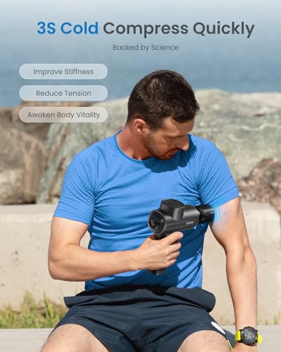 renpho massage gun deep tissue with heat and cold head handheld muscle massager therapy with carry case percussion body masajeador for men women athletes back upgrade active thermacool