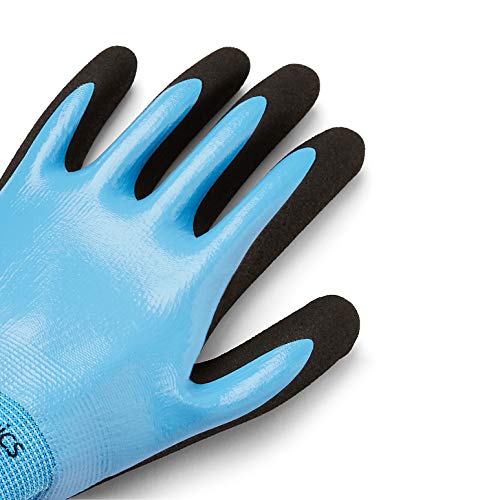 Amazon Basics 15 Gauge Polyester Nitrile Fully Coated, Sandy Nitrile Palm Coated Outer Size 8,M, 2-Pair #TOP3