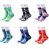 DREAM SLIM A Collection of Funny Novelty Fashion Colorful Cool Crazy Skateboard Tie Dye Crew Dress Socks 6 Pack
