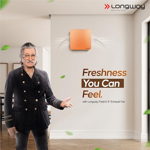Image of LONGWAY FreshX 6 Inch 150 mm Energy Efficient Exhaust Fan | High Speed Powerful Motor | Noiseless Operation & Easy to Clean | Suitable for Bathroom, Kitchen, Office | 2 Years Warranty (Copper)