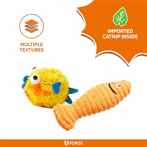 Image of BarkButler x FOFOS Sardine Cat Toy 5pk - Interactive Cat Toys Set with Catnip - Multicoloured