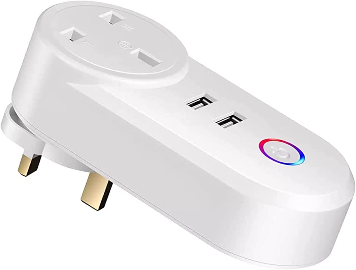 PohaytipeWiFi Smart Plug, 2 USB Ports, 16A, Remote Control Power Socket with Timer Function, WiFi Smart Socket for Home/Office, Compatible with Alexa/Google Home, Only 2.4GHz WiFi, No Hub Required