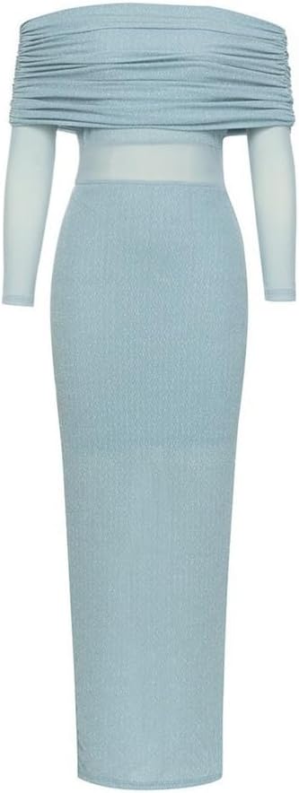 JSEIAJB Spring and Sexy Busting Models Strapless Mesh Splicing Slim Dress Female