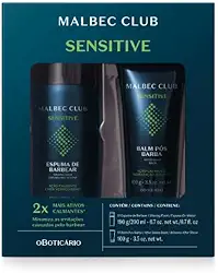 Kit Malbec Club Sensitive: Espuma de Barbear 190g + Balm Pós Barba 100g