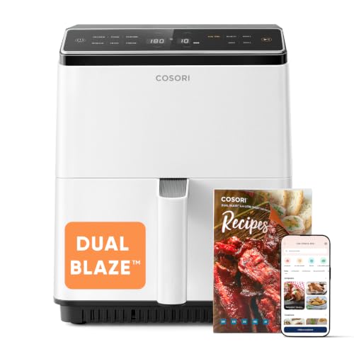 COSORI Friggitrice ad Aria, Air Fryer 6,4 Litri,Rivestimento Ceramico No PFAS, Forno Elettrico, Doppia Resistenza, Connessione Wifi, 11 Funzioni Preimpostate, Libro&APP Ricette, 1700W, P585S Bianco