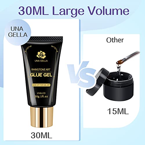 Una Gella Nail Art Rhinestone Glue Gel 60Ml Super Strong Adhesive For Nail Gem Beads Nail Stones Crystals Diamond Art Jewels 3D Decorations Diy Nail Art Long Lasting Professional Odorless #TOP3