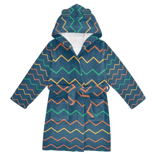 Bath Robe Girls Colorful Wave Pattern Hooded Pajama