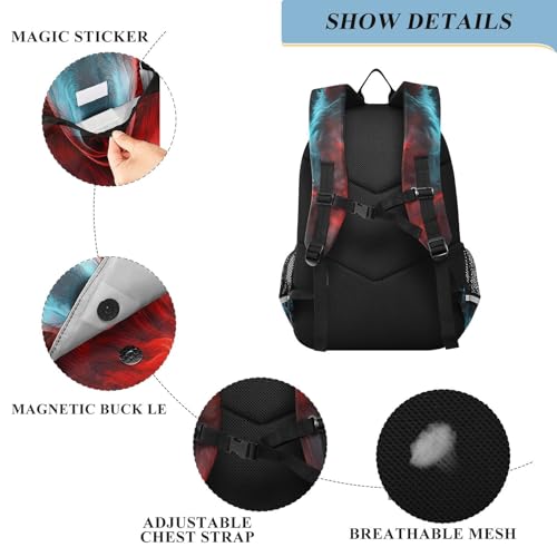 Laptop Backpack Fashion Travel Backpack for Women Men Wolf Fire School Backpack for Teens Boys Girls,Water Resistant & Lightweight3