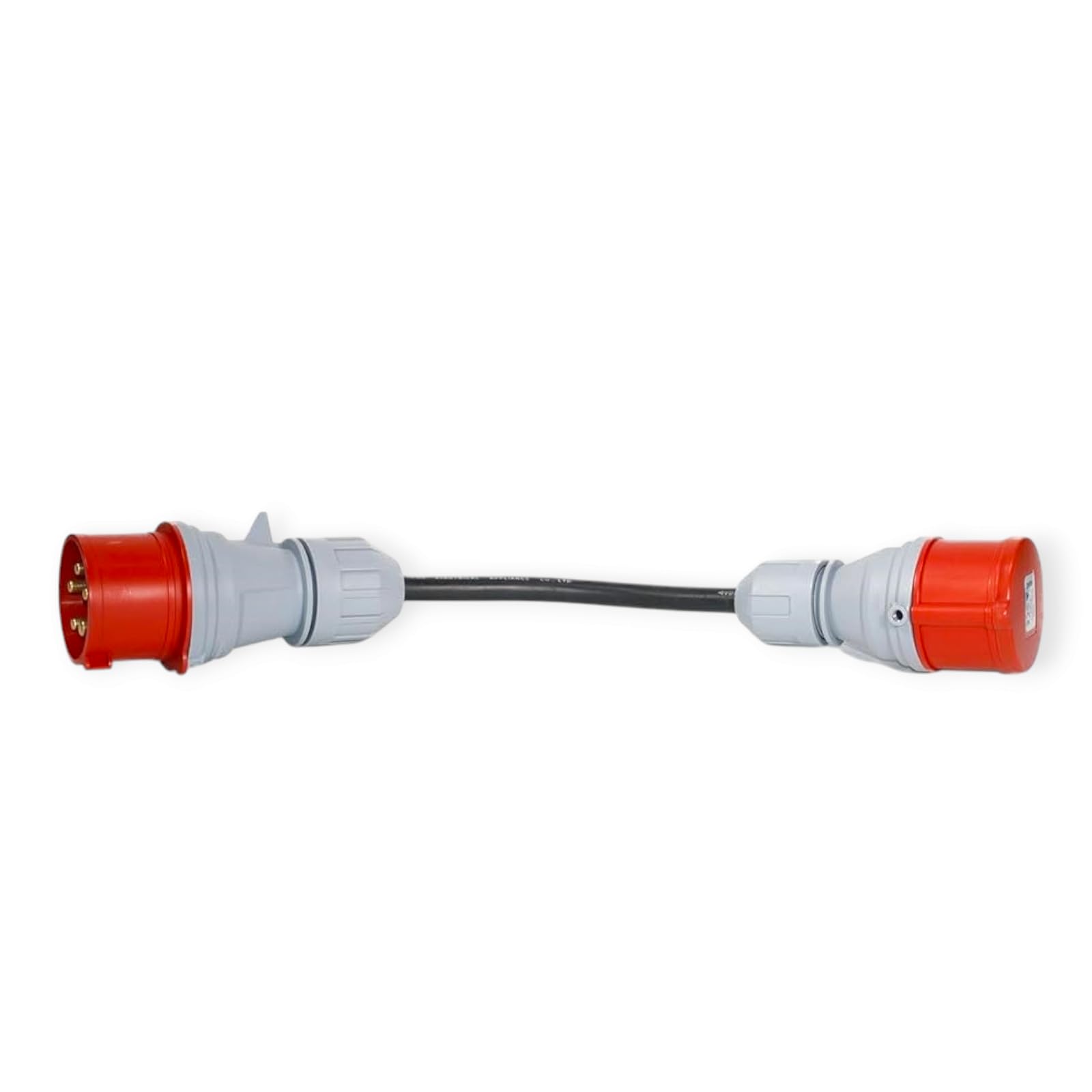 L4F Adaptateur CEE triphasé 32A (22 kW) fiche vers prise 16A (11 kW), câble H07RN-F 5G 2,5mm², portable, avec couvercle de protection, étanche IP44, adapté pour usage industriel et domestique