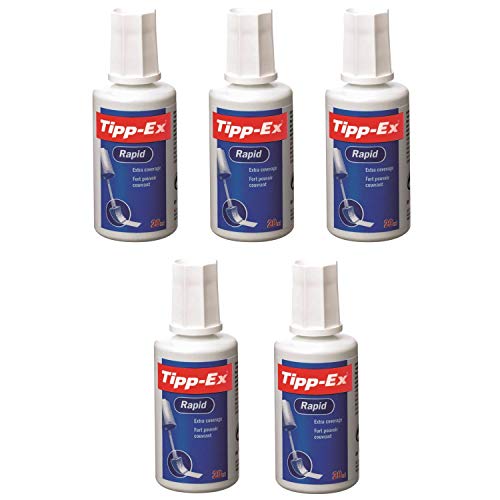TIPP-EX Lot de 5 Correcteurs liquide Rapid Foam blanc Flacon 20 ml