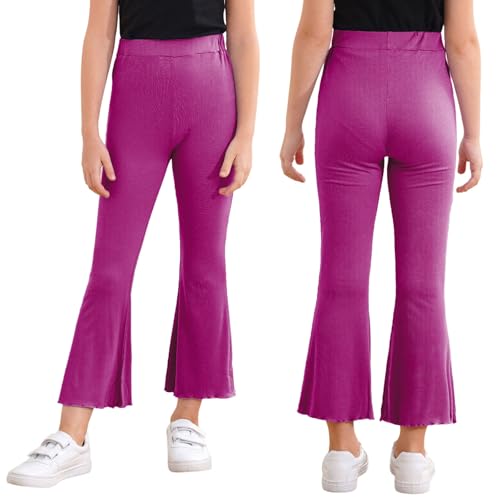 JEYPINMI Kids Girls' Tummy Control Yoga Bootcut Pants Athletic Bell Bottoms Stretchy Leggings