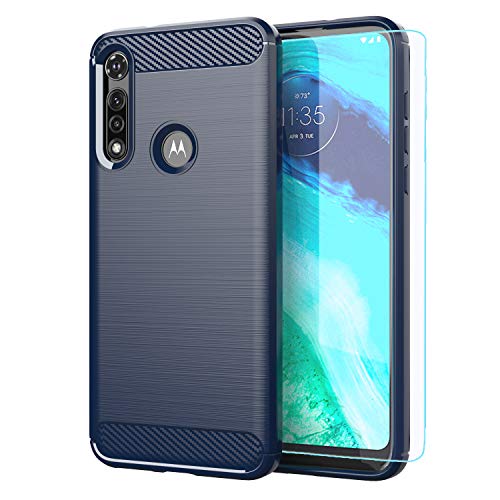 Moto G Fast case,Motorola G Fast case,with HD Screen Protector,M MAIKEZI Soft TPU Slim Fashion Non-Slip Protective Phone Case Cover for Motorola Moto G Fast 2020(Navy Brushed TPU)