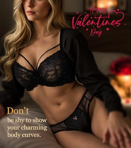 DotVol Women's Plus Size See Through Sexy Lace Bra with Strappy Underwire Everyday Bra4