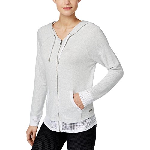 Image of Calvin Klein Performance Women's Two-Fer Zip Hoodie, Optic Heather, S