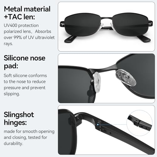 Rectangle Sunglasses Women Polarized Fashion 90s Trendy Retro Metal Small by Dollger - Used condition - Image 5
