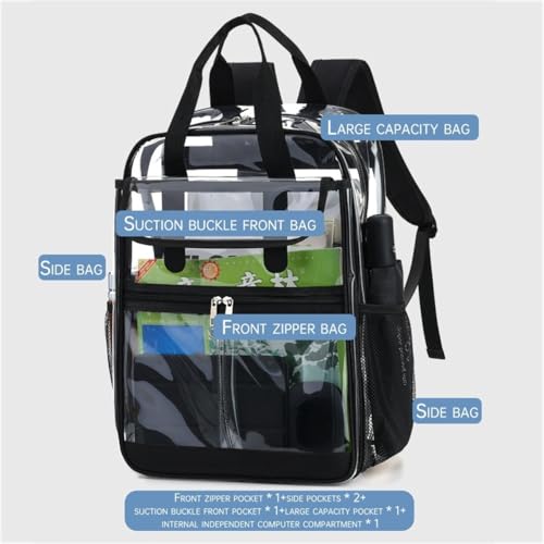 Clear Backpack Heavy Duty PVC Material, Clear Backpack Heavy Duty Stadium Approved Transparent Large Plastic (Black)3