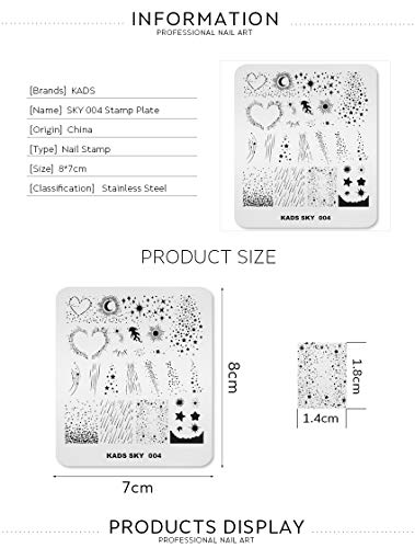 KADS Nail Art Stamping Plates Set Image Template Stencils Meteor Pattern with Stamping Plates Holder Case Organizer (SK004) - Image 6