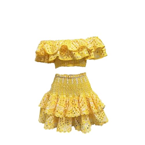 Jupes Courtes Costumes Plage et Crop Tops Deux Pièces à Motifs Floraux Brodés