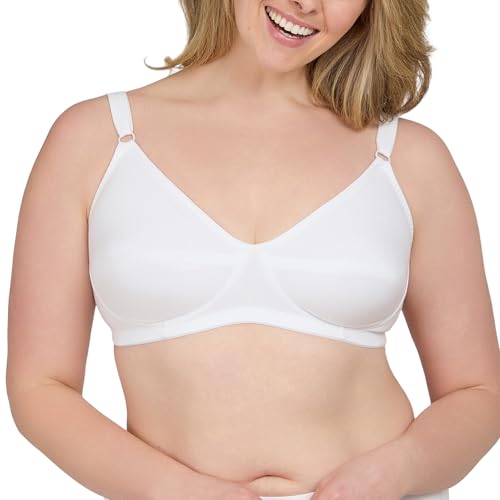 Leading Lady Women's Plus-Size Latex Free Cotton Bra, White, 40B