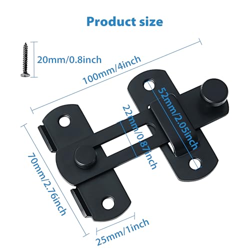 Image of Alise 4 inch Black SUS304 Stainless Steel Gate Latches for Barn Door | Heavy Duty Gate Hardware ,Security Flip Latch,Anti-theft Latch,Safety Door Lock for Barn Wood Fence Sliding French Door