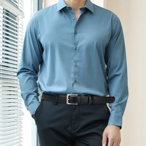 Image of maikun Mens Black Leather Belt, Casual Dress Belts For Men, Classic Design