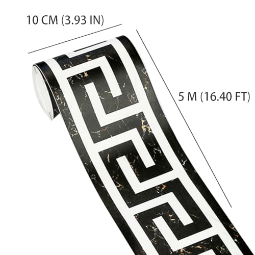 Gkkbuff G0060-BLACK GOLD A Modern Geometric Wall Covering Pvc Wallpaper Border Borders Stickers Border Decortaive Tile Stickers Kitchen Cabinet Toilet Border thumb #2
