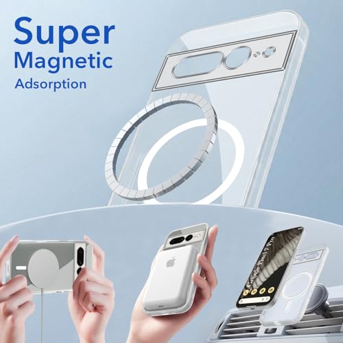 Image of Jkobi Lifetime Anti-Yellow MagSafe Compatible Clear Back Cover Case for Google Pixel 7 Pro (Sleek Hard Crystal | Shockproof and Camera Protection)